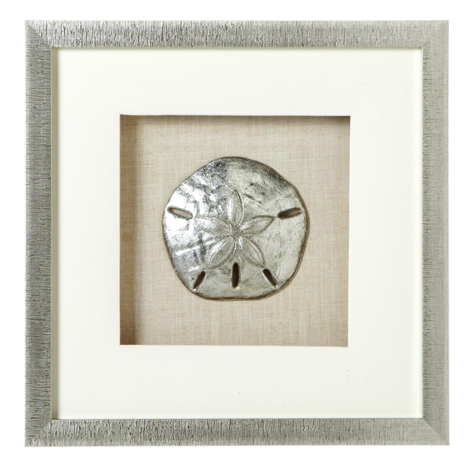 16 X Metallic Silver Sand Dollar Shadow Box Wall Decor