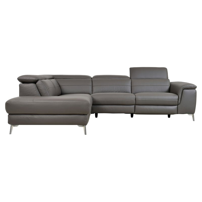 Lexicon 2 Piece Leather Power Sectional, Nico Top Grain Leather Power Reclining Sectional With Chaise
