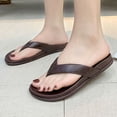 thumbnail image 2 of Women's Leather Thong Flip Flops Wide Width Friendly Non Slip Flat Slippers Lightweight Open Toe Soft Cushioned Sole Casual Summer Beach Outdoor Walking Slides, 2 of 10