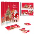 thumbnail image 5 of AuroraX Waterproof Shower Curtain Set,Red 72x72 Inch Christmas Washable Bathroom Curtain with 3 Floor Mats,Bathroom Christmas Farmhouse Home Decor, 5 of 5