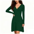 thumbnail image 2 of Levmjia Womens Dresses V-Neck Long Sleeves Fashion Solid Color Slim Fit Sanding Comfortable Casual Tunic Dress, 2 of 5