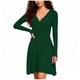 thumbnail image 2 of mfyjkho Vestidos para mujer, Vestido de manga larga con escote en V y canalé cepillado de color liso para mujer Vestidos festivos para mujer m, 2 of 5