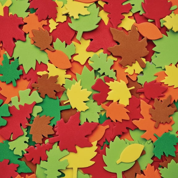 Colorations Colorful Leaf Foam Shapes - 500 Pieces