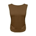 thumbnail image 6 of Otntypg Tank Tops for Women - Workout Sport Athletic Yoga Running Gym Loose Crop Sleeveless Shirts Casual Side Drawstring Ruched Athletic Tees Brown M, 6 of 8