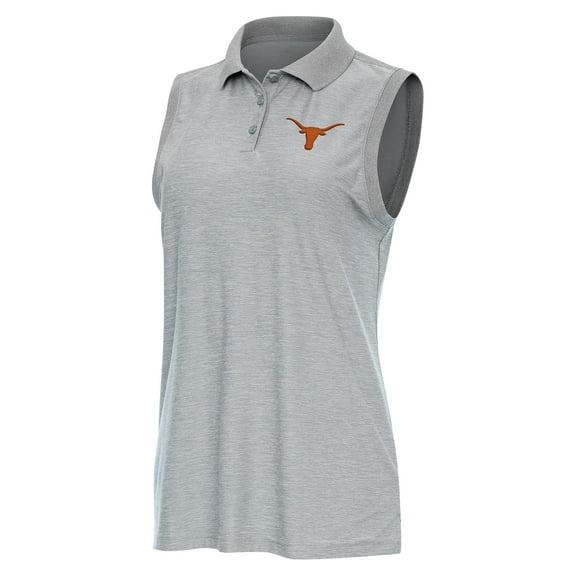 Women's Antigua Heather Gray Texas Longhorns Recap Sleeveless Polo