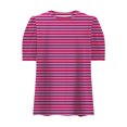 thumbnail image 6 of JTZGDY Womens Summer Tops Casual Puff Short Sleeve Striped/Polka Dot Print Crewneck Tunic Blouse Trendy Oversized Graphic T-Shirts Fashion 2025 Clothes Hot Pink M, 6 of 6