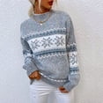 thumbnail image 2 of IROINNID Ladies Long Sleeve T Shirts Sexy Color Bump Snow Printing Fashion Color Pocket Fall Winter Crop Workout Cross O-Neck Sweater Lounge Blouse Tops,Gray, 2 of 4