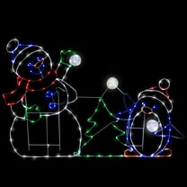 3.5' Snowman with Penguin Outdoor Christmas Décor with 197 Multi-Color LED Lights with Motion