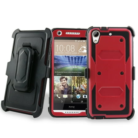 for HTC Desire 626 626s Case Phone Case Holster Armor Jousting Shield Cover Clip Kickstand Screen Protector Hybrid Cover Red