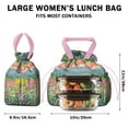 thumbnail image 5 of Pioneer Flower Drawstring Lunch Bag Women - Drawstring Lunch Bag Insulated for Work Office - Stain-Resistant Large Lunchbags for Women with Multi-Pockets, 5 of 6