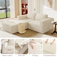thumbnail image 3 of Vesgantti 80" L-Shaped Modular Sectional Sofa, Corduroy Cloud Couch with Deep Seat & Spring Support, 2-3 Seat Boneless Couch with Ottoman, No Assembly Required, Ideal for Small Spaces, Beige, 3 of 9