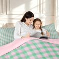 thumbnail image 4 of Manfei Classic Plaid Full Size Comforter Sets,Vintage Checkered Bedding Comforter Set,Pink Green,Pink Reversible,3-Piece,1 Comforter and 2 Pillowcases,3-Piece,1 Comforter and 2 Pillowcases, 4 of 7