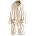 thumbnail image 4 of NAFUU Robes For Women Flannel Hooded Bathrobe Winter Bear Print Cozy Loungewear Long Shawl Collar Robe Sleepwear Nightwear Trendy Jammies, 4 of 4