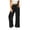 #Black 1, variant on Women Wide Leg Pants Solid Drawstring Waist Dual Pockets Pleated Casual Loose Trousers