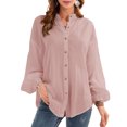 thumbnail image 1 of Minnieouse Blusa de mujer de manga larga con cuello en V Camisa casual para niña Color sólido Suelta Top de verano para mujer, Blanco, S Prendas para la parte del cuerpo Rosado XL Minnieouse AP003541-09, 1 of 3