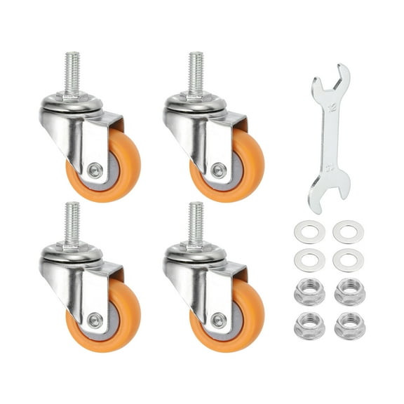 1.5" Swivel Casters M8 x 20mm Threaded Stem Wheels Total Load 165Lbs 4 Pack
