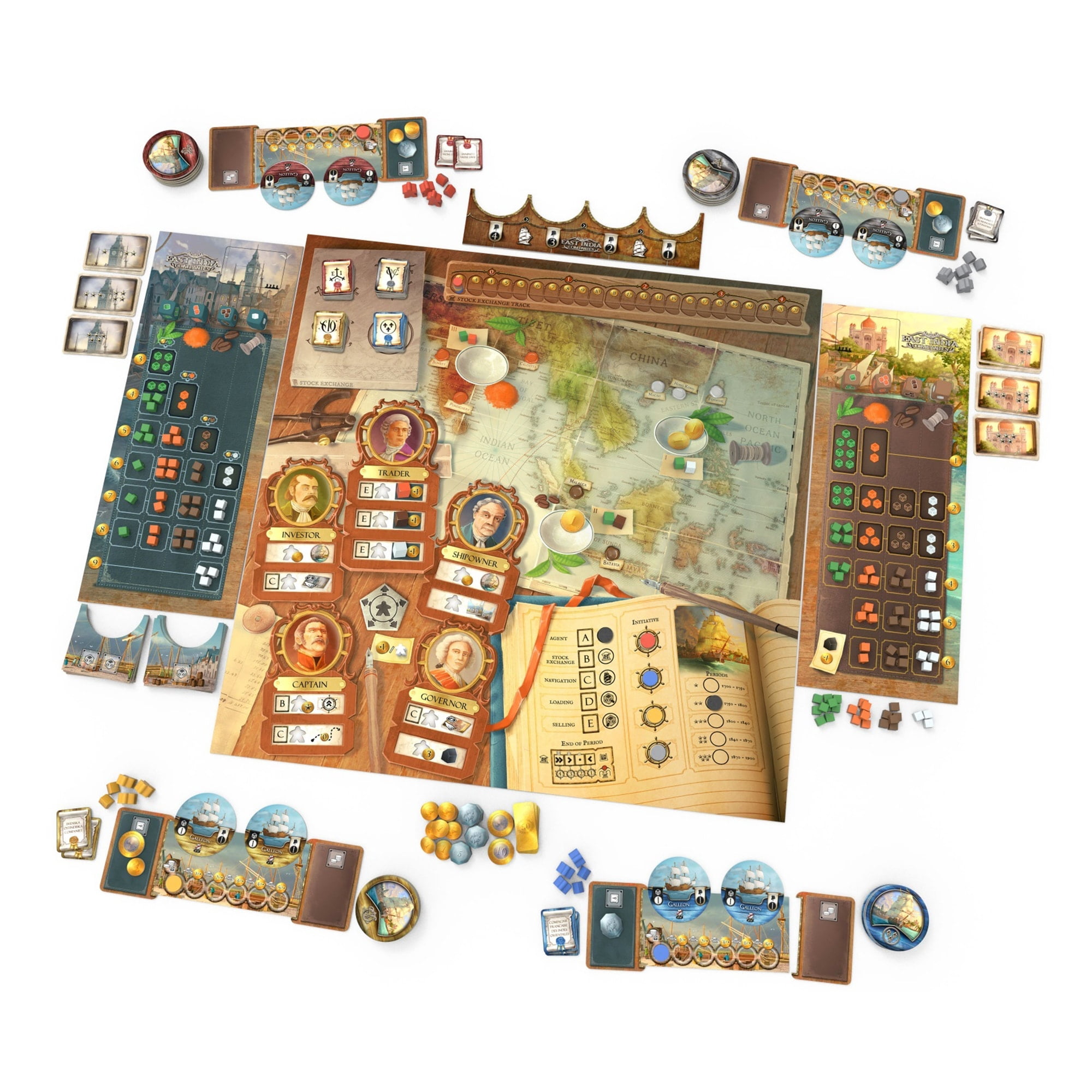 East India Companies - R&R Games, Strategy Board Game, High Seas Trading Company Game Set In The 19th Century, Buy Sell Grow Invest, Ages 14+, 2-4 Players, 90-120 Minute Game Play