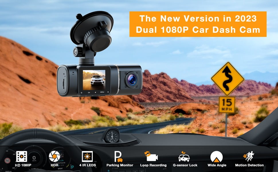 AQV OK770 Dashcam Front 1080P FHD - 170° Wide Angle - 3 inch Screen - 30FPS  ,G-Sensor, Loop Recording, Parking Monitor, Motion Detection, WDR