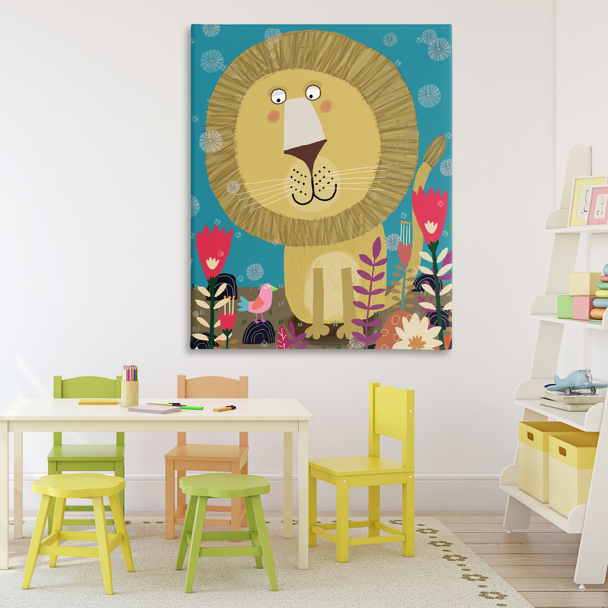 Stupell Industries Boho Lion & Flowers Canvas Wall Art, design by Carla Daly