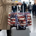 thumbnail image 4 of Garronmavis Large Quilted Duffle Bag for Women American Flag Palm Weekender Travel Carry On Overnight Gym Dance Tote Bag with Zipper Pockets, 4 of 7