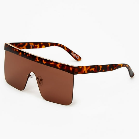 Claire's Brown Tortoise Square Sunglasses Chain Detail Brown Lense