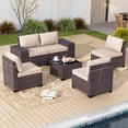 thumbnail image 2 of ALAULM 6 Pieces Patio Conversation Set, Outdoor Sectional PE Rattan Wicker Furniture Seat,Sand, 2 of 9