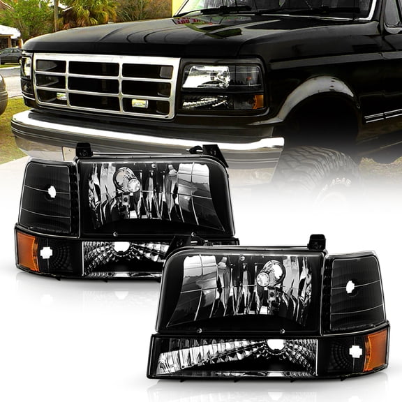 1992-1996 Ford Bronco F150 F250 F350 Headlights Bumper Signal Corner Lamps Pair