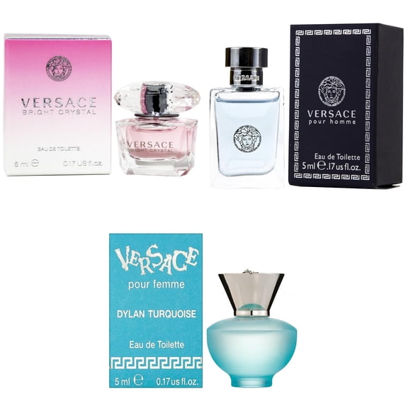 Versace Bright Crystal EDT, Pour Homme EDT, Dylan Turquoise Femme - 5ml 3PK Kit