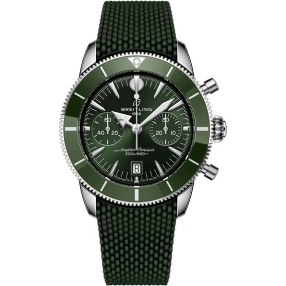 Breitling Superocean Heritage B01 Chronograph 42 Green Dial Rubber Strap Men's Watch AB0156361L1S1