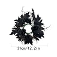thumbnail image 3 of Sahpxhe Black Maple Leaf Candle Ring Wreath Halloween Decoration,Artificial Fall Table Centerpiece for Home Kitchen Table Centerpieces Wall Decor,12.2x12.2in Black-A, 3 of 7