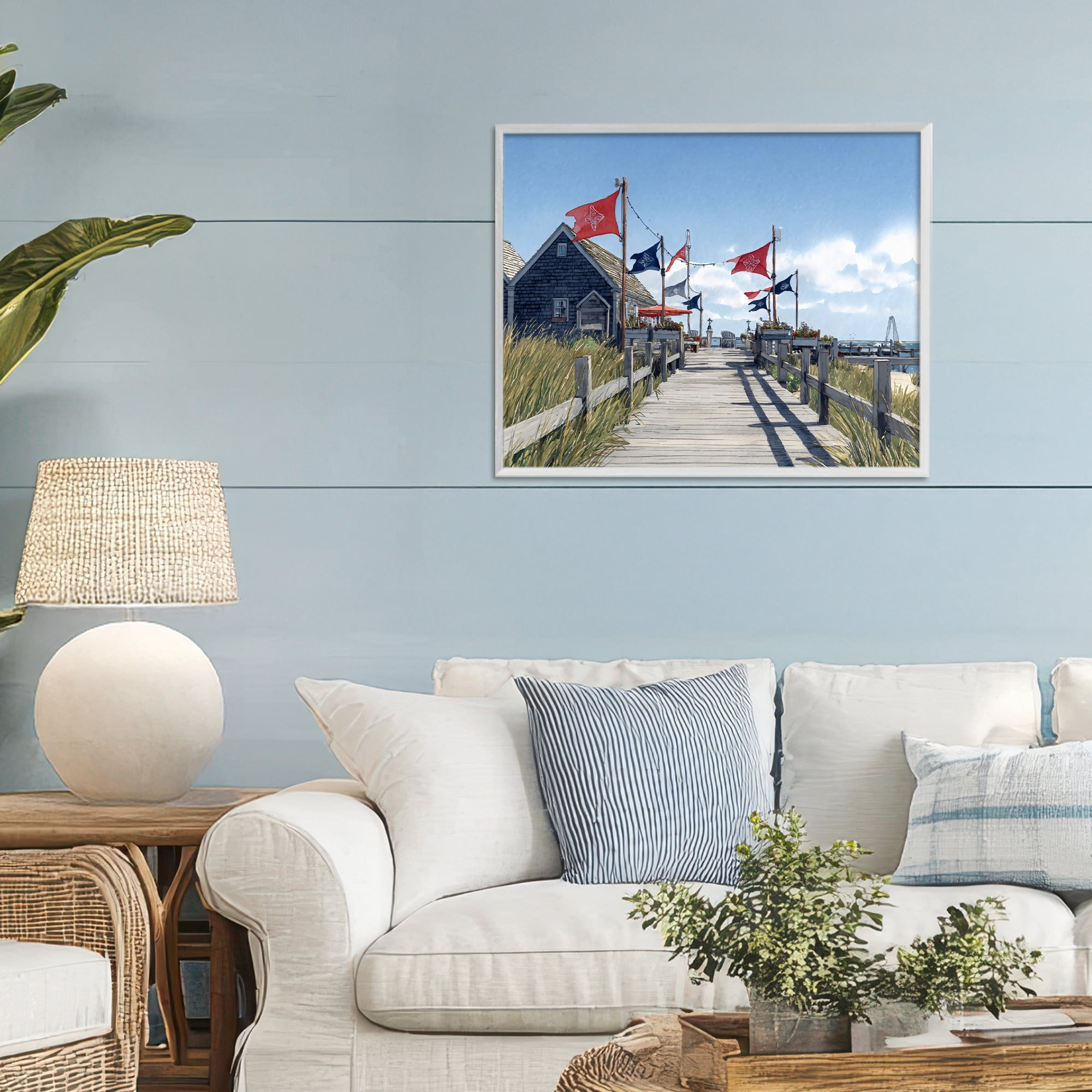 Stupell Industries Summer Boardwalk Stroll White Framed Giclee Art, design by Franklyn Gregory