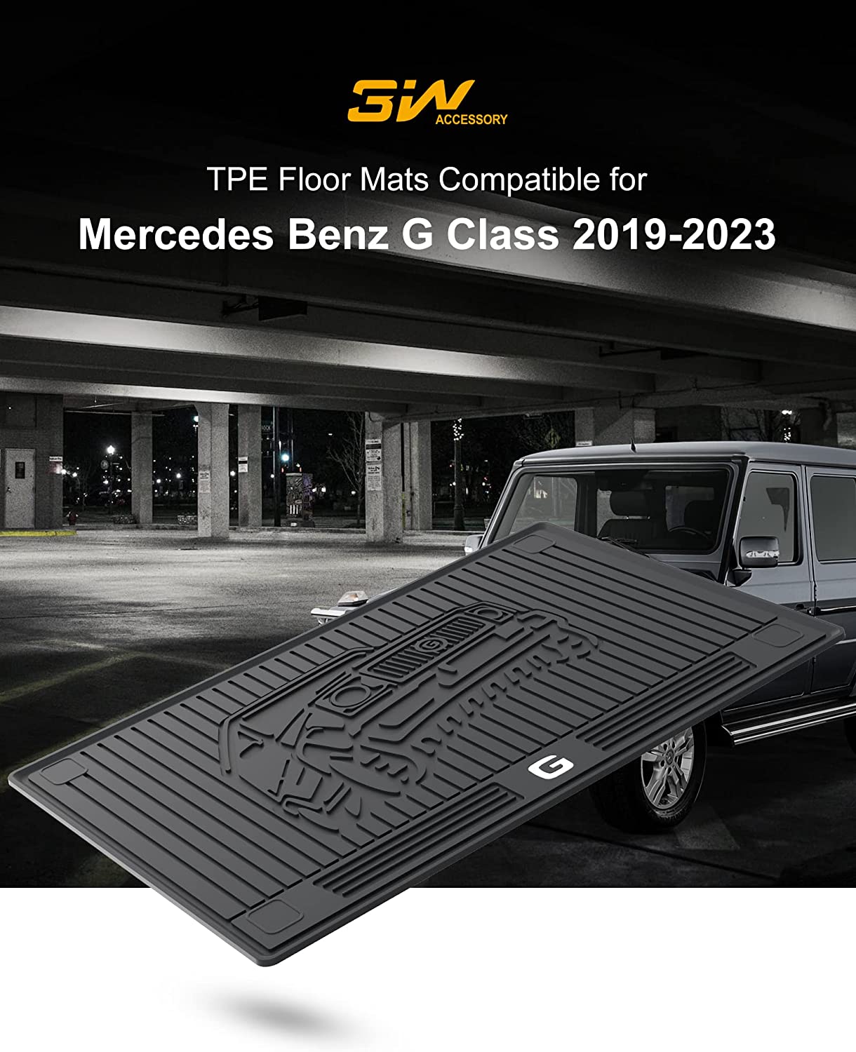 3W Custom Fit Cargo Liner For Mercedes Benz GLE (2020-2024) – All-Weather TPE Trunk Mat