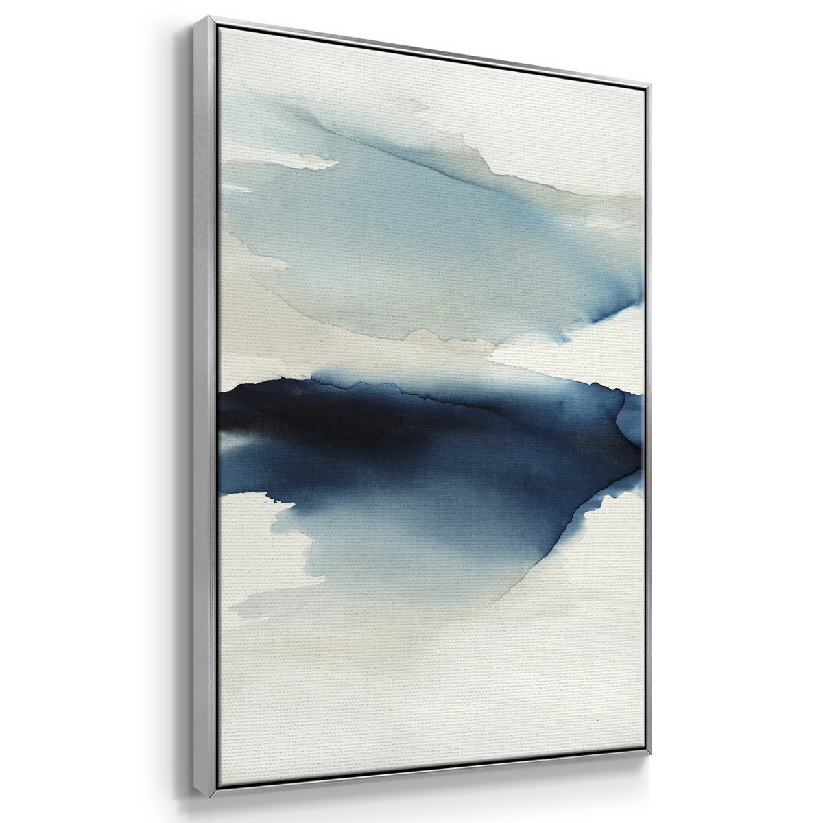 Waves I Framed Premium Gallery Wrapped Canvas - Ready to Hang - 25 x 37 - Silver Floating Frame
