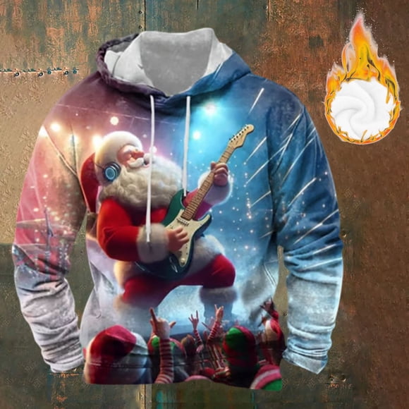 Winter Holiday Printed Warm Hooded Sweatshirt For Festive Apparel Men'S Hoodies & Sweatshirts