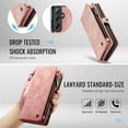 thumbnail image 5 of Dteck 2 in 1 Detachable for Samsung Galaxy A36 5G Wallet Case with Card Holder, Shockproof Retro Premium Flip Leather Cover Magnetic Zipper Pocket Phone Cases, Pink, 5 of 6