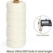 Macrame Cord 3mm x 109 Yards Natural Macrame Cotton Rope, Macrame Rope Soft Cotton Cord Craft Rope Macrame Yarn for Plant Hanger Wall Hanger