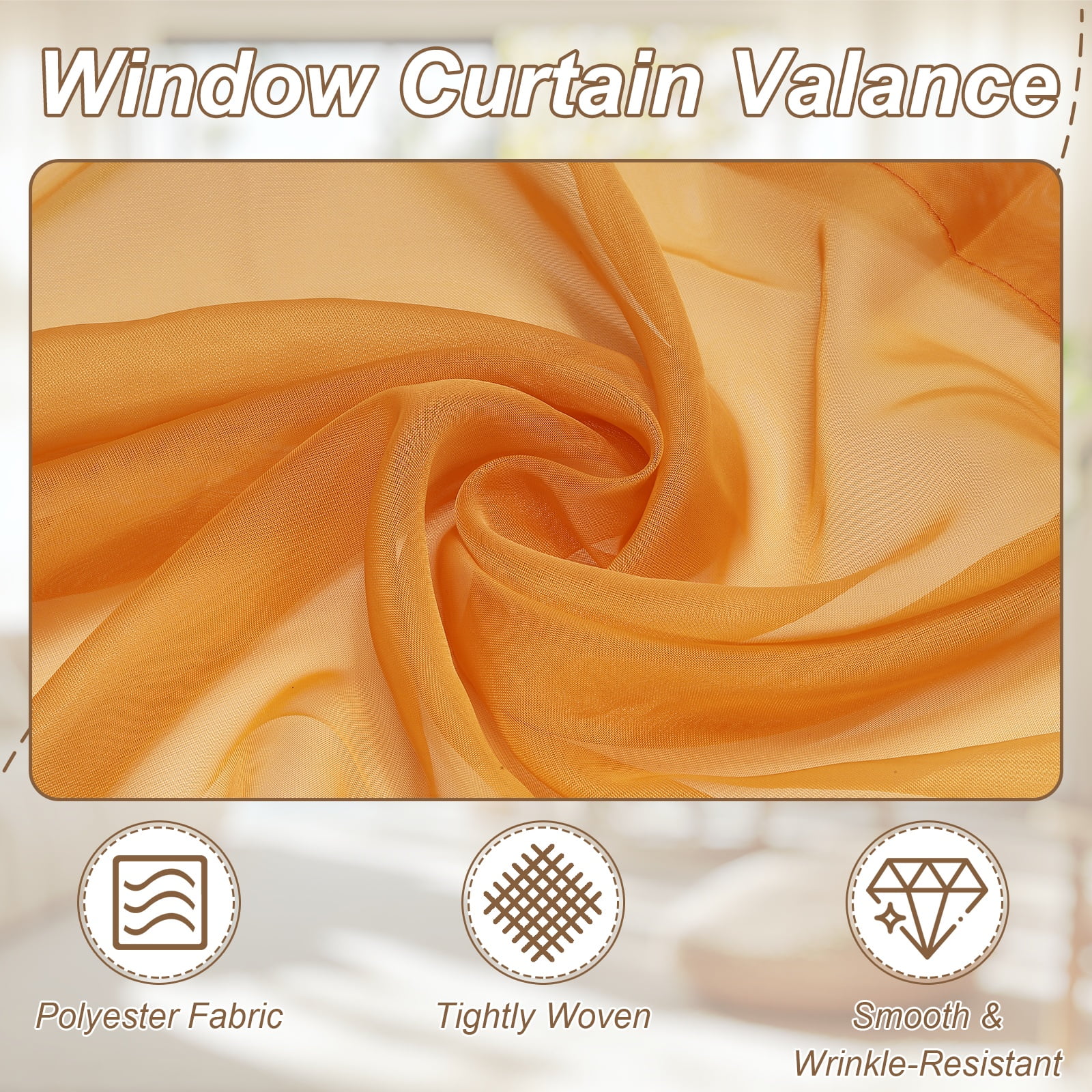 Uxcell 2Pcs Window Valance, 51x24 Inch Beaded Triangle Sheer Valance Curtains Small Short Light Filtering Sheer for Windows Bedroom Bathroom Living Room Kitchen, Yellow