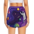 thumbnail image 4 of Uemuo Astronaut Pattern Women's Athletic Shorts High Waisted Running Shorts with Liner Pockets Gym Elastic Workout Shorts-X-Large, 4 of 9