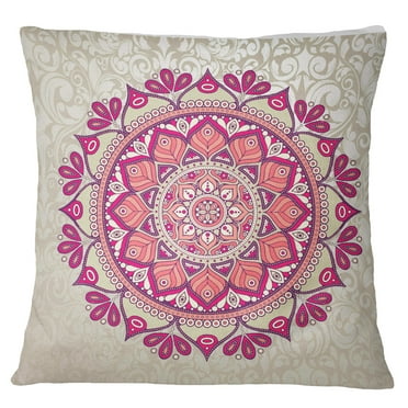 S4Sassy Mandala Printed Decorative Home Decor Throw Beige Cushion Case Square Pillow Cover - Choose Size