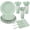 Green, variant on 176 Pcs Party Plates and Cups and Napkins Sets, 9" Paper Plates, 7" Dessert Plate, 9oz Cups & Cutlery, 25 Guest Scalloped Party,Green