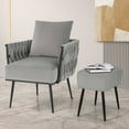 thumbnail image 2 of Gymax Modern Dutch Velvet Accent Chair & Ottoman Set Single Leisure Sofa Chair Gray, 2 of 10