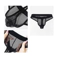 thumbnail image 3 of USNSM Men's Thongs Mesh Underwear Breathable See Through Hollow Out Underwear Mens Jockstraps Underwears Black M, 3 of 3