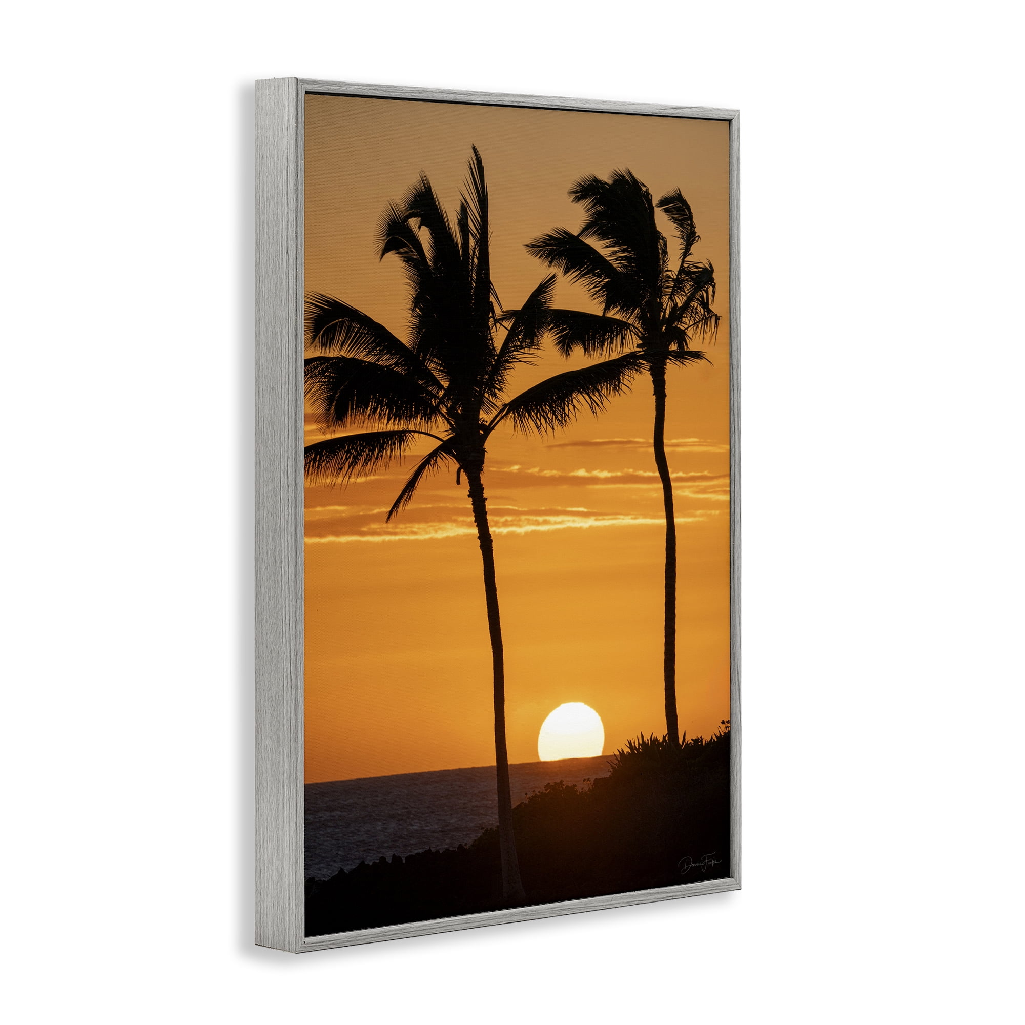 Stupell Industries Sunset Through Palm Trees Gray Framed Giclee Art, design by Dennis Frates
