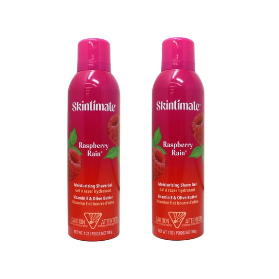Skintimate Raspberry Rain Moisturizing Shave Gel with Vitamin E, 7 OZ, - 2 Pack