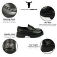 thumbnail image 2 of Windsor Smith Womens Black Throne Leather Platform Chunky Loafers Shoes, 2 of 6
