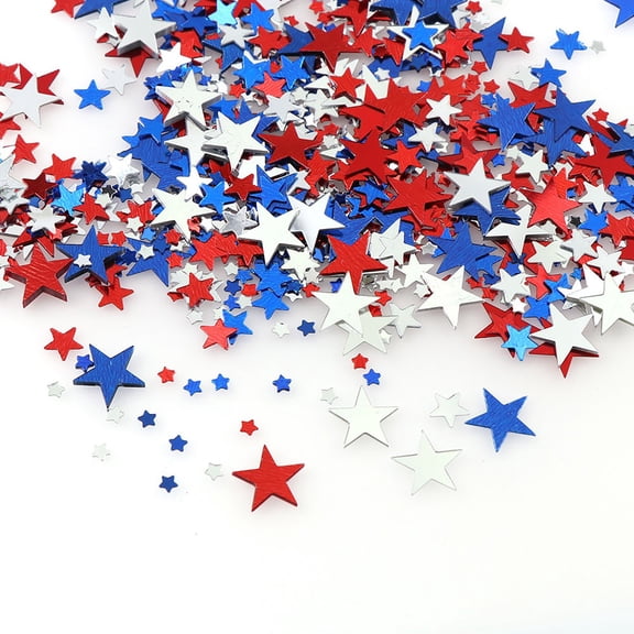 Zjdatm Patriotic Star-Shaped Confetti Red White Blue Star PVC Sequin Confetti 4th of July Independence Day Sequins Decoration for Home Office Party