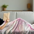 thumbnail image 3 of Marble Print Soft Flannel Fleece Throw Blanket, Watercolor Brushstroke Style Hazy Mixed Colors in Murky Display, Cozy Plush for Indoor and Outdoor Use, 50" x 70", Magenta Coral Cream, by Ambesonne, 3 of 5