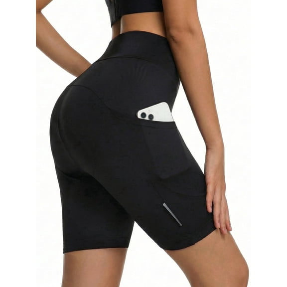 Qualidyne Women’s 4D Padded Cycling Shorts, High-Waist Bike Shorts with Side Pockets for Road Riding & Indoor Bike Training