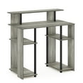 thumbnail image 5 of Furinno Jaya 35.3 Inch Grey Computer Desk with Raised Hutch and Open Shelf, Gaming Desk, Office Desk for Home Office, Bedroom, Grey Oak, 5 of 5