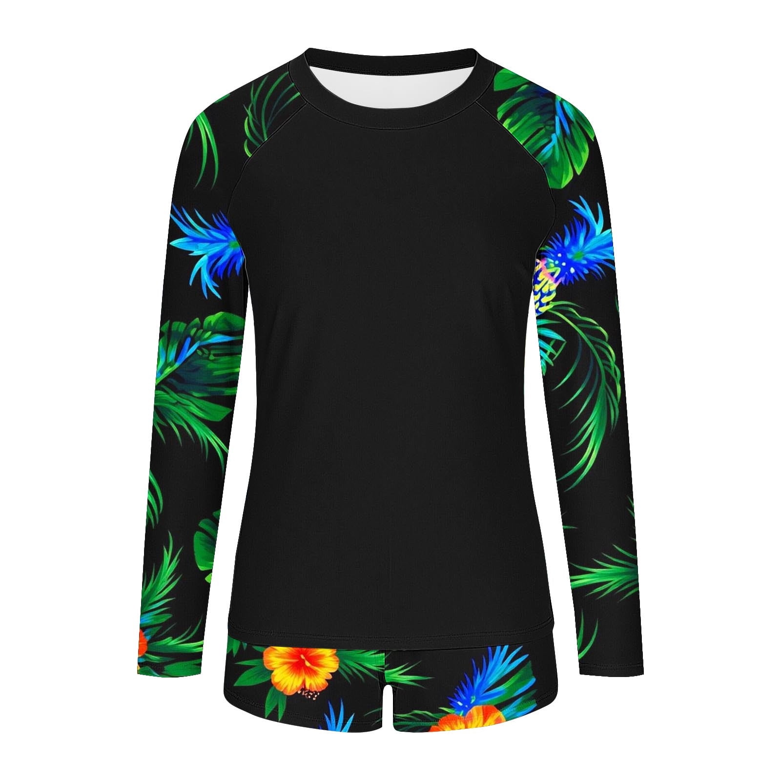 Oplxuo Women Two Piece Rash Guard Long Sleeve Swimsuits UV UPF 50+ Swim Shirt Bathing Suit with Boyshort Bottom